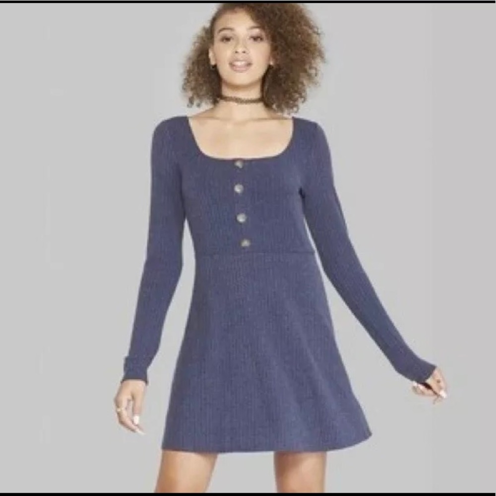 Women’s Long Sleeve Button Front Knit Dress